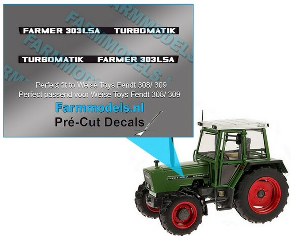 FARMER 303 LSA TURBOMATIK type stickers Pr&eacute;-Cut Decals 1:32 Farmmodels.nl 