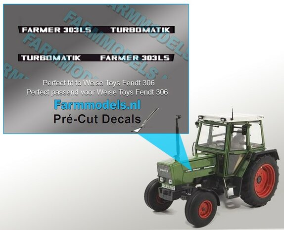FARMER 303 LS TURBOMATIK type stickers Pr&eacute;-Cut Decals 1:32 Farmmodels.nl 