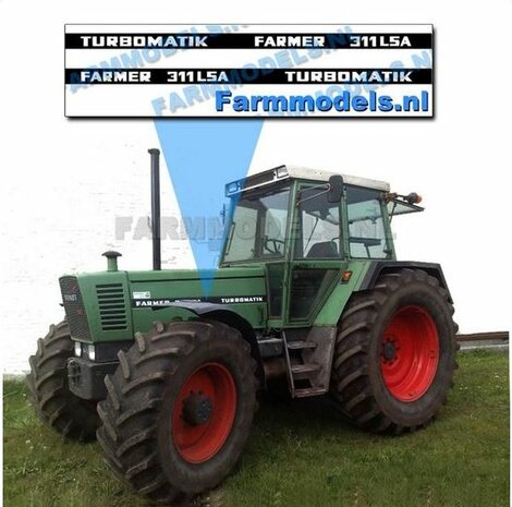 FARMER 311 LSA TURBOMATIC type stickers (voor Fendt 612/ 615 Weise)  Pr&eacute;-Cut Decals 1:32 Farmmodels.nl 