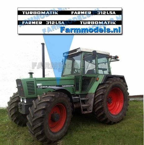 FARMER 312 LSA TURBOMATIC type stickers (voor Fendt 612/ 615 Weise)  Pr&eacute;-Cut Decals 1:32 Farmmodels.nl 