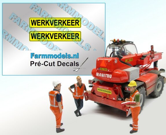 2x WERKVERKEER stickers 6 mm hoog Pr&eacute;-Cut Decals 1:32 Farmmodels.nl