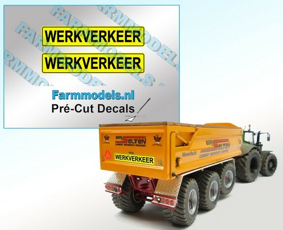 2x WERKVERKEER stickers 7 mm hoog Pr&eacute;-Cut Decals 1:32 Farmmodels.nl