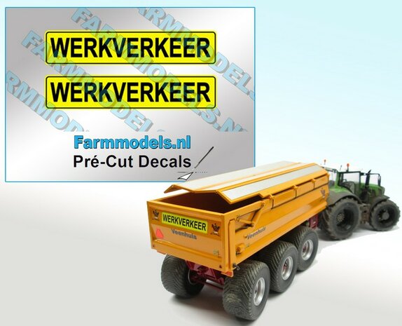 2x WERKVERKEER stickers 10 mm hoog Pr&eacute;-Cut Decals 1:32 Farmmodels.nl