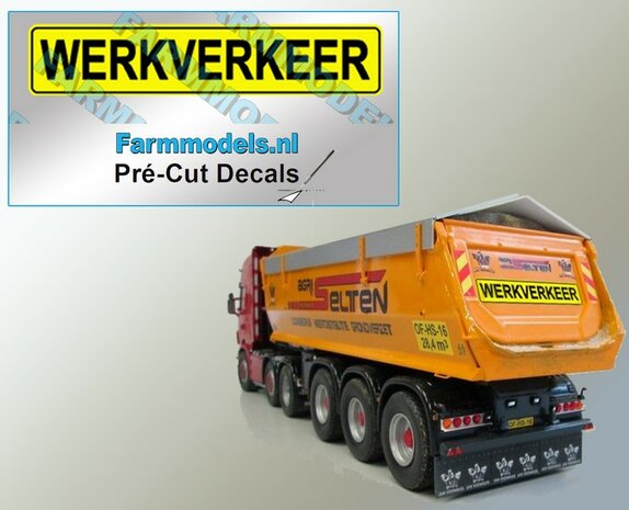 1x WERKVERKEER sticker 14 mm hoog Pr&eacute;-Cut Decals 1:32 Farmmodels.nl