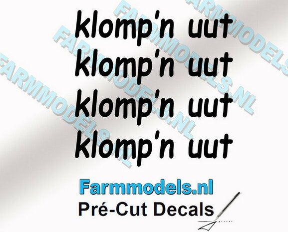 4x klomp&#039;n uut ZWART op transparante stickers 1.7 mm hoog Pr&eacute;-Cut Decals 1:32 Farmmodels.nl