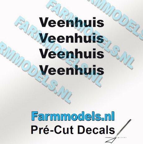 4x Veenhuis Zwart op Transparant 25 mm breed Pr&eacute;-Cut Decals 1:32 Farmmodels.nl