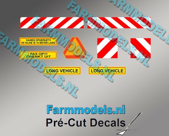 Verkeer set diverse stickers Pr&eacute;-Cut Decals 1:32 Farmmodels.nl