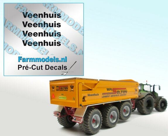 4x Veenhuis Zwart op Transparant 29 mm breed Pr&eacute;-Cut Decals 1:32 Farmmodels.nl