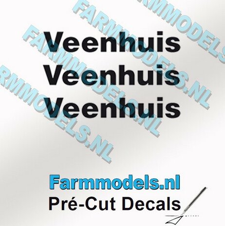 3x Veenhuis Zwart op Transparant 35 mm breed Pr&eacute;-Cut Decals 1:32 Farmmodels.nl