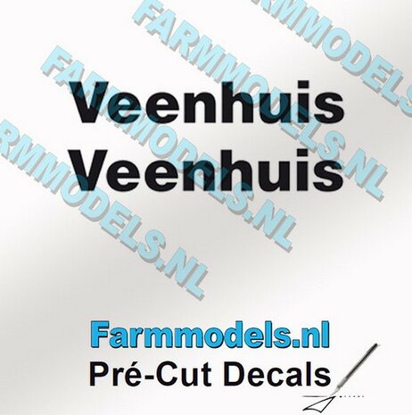 2x Veenhuis Zwart op Transparant 40 mm breed Pr&eacute;-Cut Decals 1:32 Farmmodels.nl