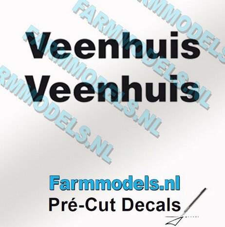 2x Veenhuis Zwart op Transparant 50 mm breed Pr&eacute;-Cut Decals 1:32 Farmmodels.nl