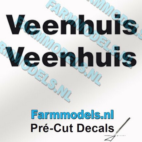2x Veenhuis Zwart op Transparant 60 mm breed Pr&eacute;-Cut Decals 1:32 Farmmodels.nl