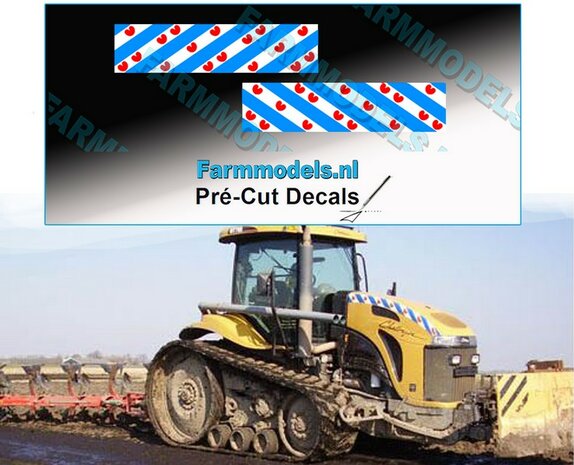 Friese Vlag stickers 2 stuks 15 x 60 mm Pr&eacute;-Cut Decals 1:32 Farmmodels.nl