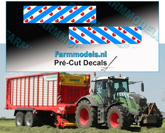 Friese Vlag stickers 2 stuks 25 x 100,8 mm  Pr&eacute;-Cut Decals 1:32 Farmmodels.nl