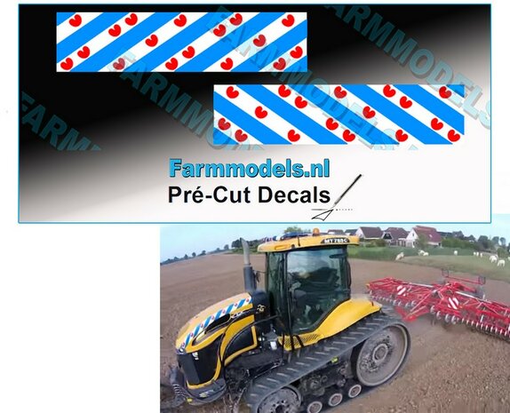 Friese Vlag stickers 2 stuks 30 x 121 mm Pr&eacute;-Cut Decals 1:32 Farmmodels.nl
