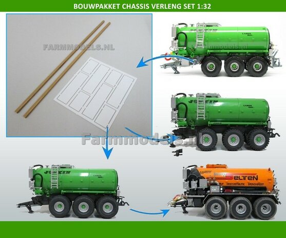 JOSKIN Chassis/ as verleng set BOUWKIT, geschikt voor Joskin 3 asser chassis modellen van ROS 1:32                      