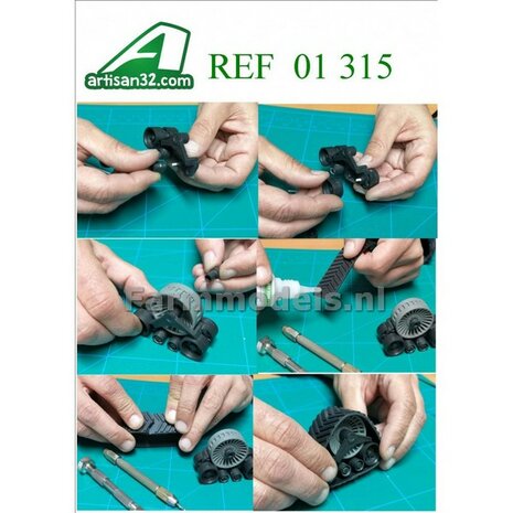 BOUWKIT: RUPS/ TRAX ROOD Rupsset ACHTERAS 28.4 mm wide met wielstel, 1:32 01315 R