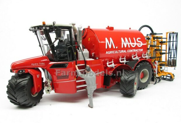 COMBISET: ND-VERVAET Hydro Trike XL, RED TANK + M. MUS LOGO +VMR VEENHUIS Bemester met verkruimelrollen 1:32 Marge Models  MM1819-MUS-5-COMBI