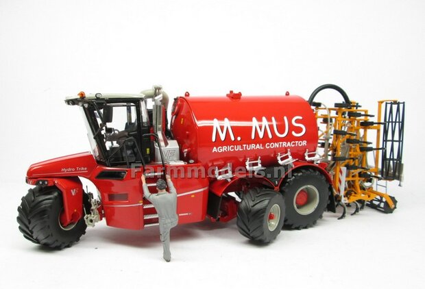 COMBISET: ND-VERVAET Hydro Trike XL, RED TANK + M. MUS LOGO +VMR VEENHUIS Bemester met verkruimelrollen 1:32 Marge Models  MM1819-MUS-5-COMBI