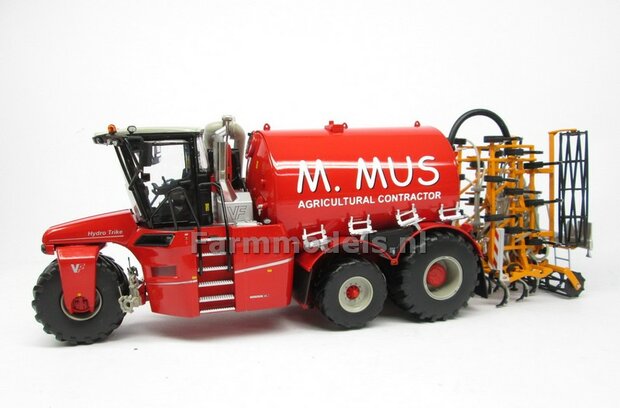 COMBISET: ND-VERVAET Hydro Trike XL, RED TANK + M. MUS LOGO +VMR VEENHUIS Bemester met verkruimelrollen 1:32 Marge Models  MM1819-MUS-5-COMBI