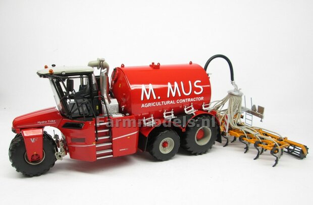 COMBISET: ND-VERVAET Hydro Trike XL, RED TANK + M. MUS LOGO +VMR VEENHUIS Bemester met verkruimelrollen 1:32 Marge Models  MM1819-MUS-5-COMBI