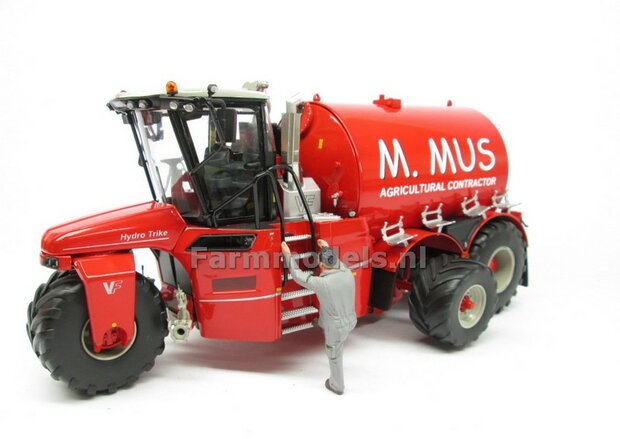 COMBISET: ND-VERVAET Hydro Trike XL, RED TANK + M. MUS LOGO +VMR VEENHUIS Bemester met verkruimelrollen 1:32 Marge Models  MM1819-MUS-5-COMBI