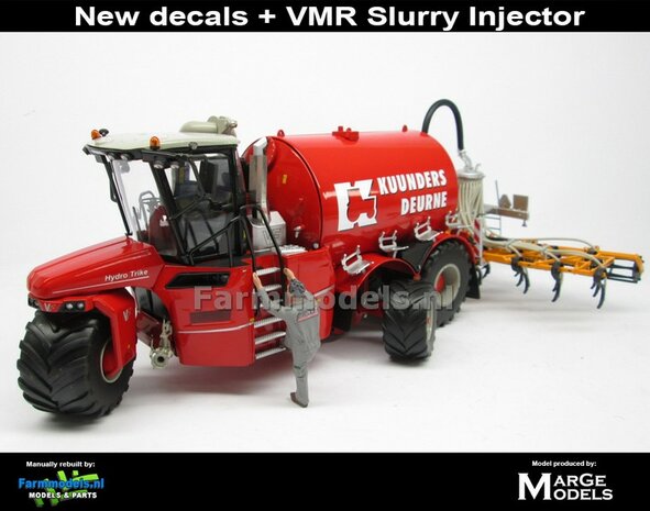 COMBISET: ND-VERVAET Hydro Trike XL, RED TANK + KUUNDERS LOGO + VMR VEENHUIS Bemester met verkruimelrollen 1:32 Marge Models  MM1819-KUUNDERS-5-COMBI