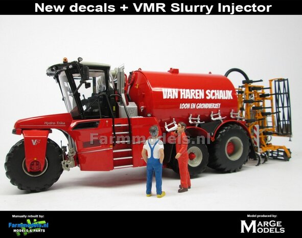 COMBISET: ND-VERVAET Hydro Trike XL, RED TANK + VAN HAREN LOGO + VMR VEENHUIS Bemester met verkruimelrollen 1:32 Marge Models  MM1819-VANHAREN-5-COMBI