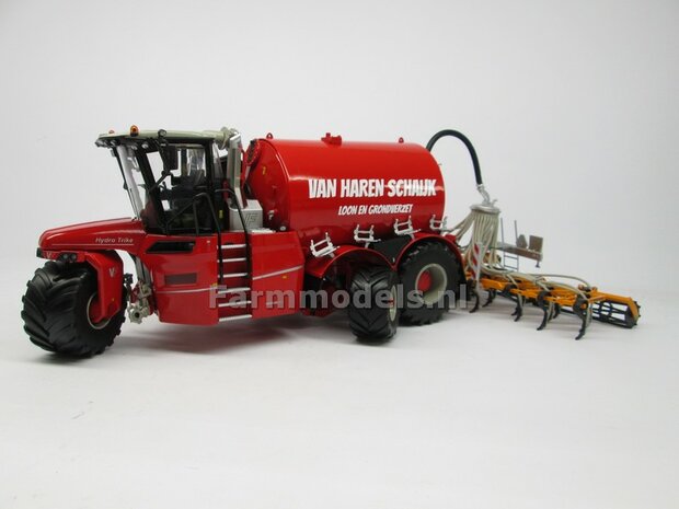 COMBISET: ND-VERVAET Hydro Trike XL, RED TANK + VAN HAREN LOGO + VMR VEENHUIS Bemester met verkruimelrollen 1:32 Marge Models  MM1819-VANHAREN-5-COMBI