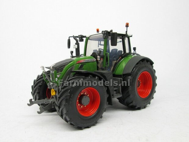 Aluminium Achteras velgen + bredere banden, geschikt voor de UH Fendt 724 (Massieve Aluminium velgen) 1:32  