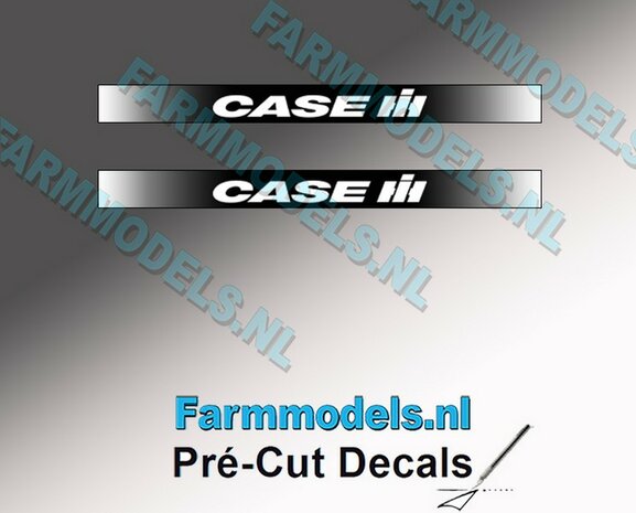 2x CASE IH Voorruitsticker ZWART met WITTE uitloop, 40 mm breed Pr&eacute;-Cut Decals 1:32 Farmmodels.nl 