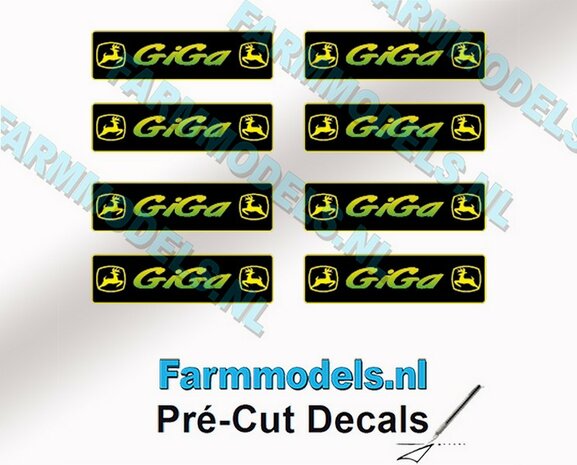 GiGa COMBI stickerset 8x GEEL/ GROEN/ ZWART op folie Pr&eacute;-Cut Decals 1:32 Farmmodels.nl
