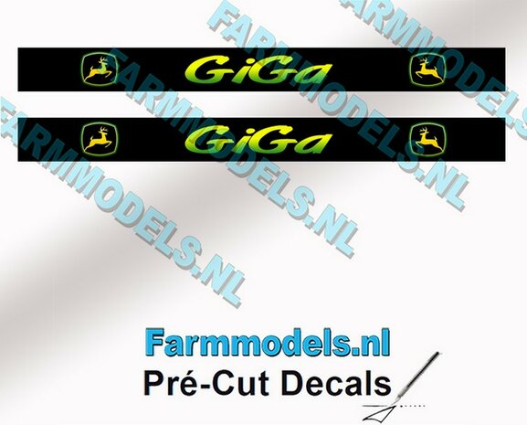 GiGa Voorruitstickers 2x GEEL/ GROEN op zwarte folie Pr&eacute;-Cut Decals 1:32 Farmmodels.nl