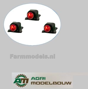 3x Toplichtjes Rood 1:32 Agri Modelbouw AM-03006