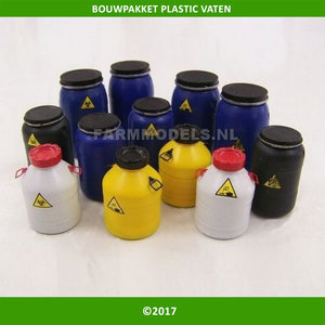 Bouwpakket Plastic Vaten / Olie / vergif vaten set, perfect voor 1:32 ref: PLM466